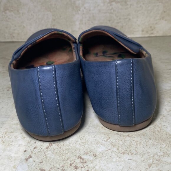 B.O.C. Womens Navy Blue Faux Leather Loafer Flats Comfort Casual Preppy Academia - Picture 5 of 8